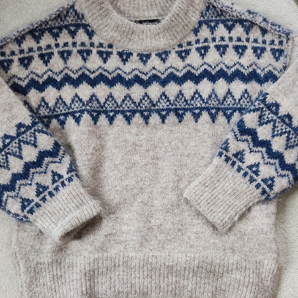 Blue Heathered Tan Sweater - Medium